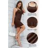imageALCEA ROSEA Womens Bodycon Mini Dresses Sleeveless Contrast Color Spaghetti Strap Slim Fit Party Club Short Dress 5728Brown