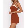 imageALCEA ROSEA Womens Bodycon Mini Dresses Sleeveless Contrast Color Spaghetti Strap Slim Fit Party Club Short Dress 5728Caramel