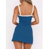 imageALCEA ROSEA Womens Bodycon Mini Dresses Sleeveless Contrast Color Spaghetti Strap Slim Fit Party Club Short Dress 5728Navy