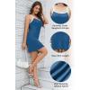 imageALCEA ROSEA Womens Bodycon Mini Dresses Sleeveless Contrast Color Spaghetti Strap Slim Fit Party Club Short Dress 5728Navy