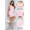 imageALCEA ROSEA Womens Bodycon Mini Dresses Sleeveless Contrast Color Spaghetti Strap Slim Fit Party Club Short Dress 5728Pink