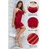 imageALCEA ROSEA Womens Bodycon Mini Dresses Sleeveless Contrast Color Spaghetti Strap Slim Fit Party Club Short Dress 5728Red
