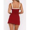 imageALCEA ROSEA Womens Bodycon Mini Dresses Sleeveless Contrast Color Spaghetti Strap Slim Fit Party Club Short Dress 5728Red