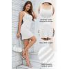 imageALCEA ROSEA Womens Bodycon Mini Dresses Sleeveless Contrast Color Spaghetti Strap Slim Fit Party Club Short Dress 5728White