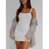 imageALCEA ROSEA Womens Bodycon Mini Dresses Sleeveless Contrast Color Spaghetti Strap Slim Fit Party Club Short Dress 5728White