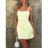 imageALCEA ROSEA Womens Bodycon Mini Dresses Sleeveless Contrast Color Spaghetti Strap Slim Fit Party Club Short Dress 5728Yellow