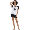 imageALCEA ROSEA Womens Cotton Sleepwear Cute PANDA Printed Short Sleeve pajama set Soft Pjs Nightwear with PocketsBlack