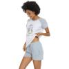 imageALCEA ROSEA Womens Cotton Sleepwear Cute PANDA Printed Short Sleeve pajama set Soft Pjs Nightwear with PocketsGrey