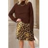 imageALCEA ROSEA Womens Elegant Silky Satin Mini Skirt High Waist Short Skirt Leopard Print Mini A Line Skirts for WomenGold Leopard