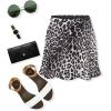 imageALCEA ROSEA Womens Elegant Silky Satin Mini Skirt High Waist Short Skirt Leopard Print Mini A Line Skirts for WomenWhite Leopard