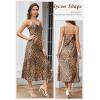 imageALCEA ROSEA Womens Long Satin Slip Dress Nightgowns Sexy Lingerie Adjustable Strap Midi Dress Silky Gown V Neck Under DressGold Leopard