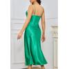 imageALCEA ROSEA Womens Long Satin Slip Dress Nightgowns Sexy Lingerie Adjustable Strap Midi Dress Silky Gown V Neck Under DressGreen