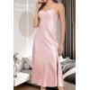 imageALCEA ROSEA Womens Long Satin Slip Dress Nightgowns Sexy Lingerie Adjustable Strap Midi Dress Silky Gown V Neck Under DressPearly Pink