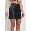 imageALCEA ROSEA Womens Pu Leather High Waist Skirt Bodycon Faux Leather Mini Short Zipper Front Work Office A line Pencil Skirts7815black