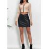 imageALCEA ROSEA Womens Pu Leather High Waist Skirt Bodycon Faux Leather Mini Short Zipper Front Work Office A line Pencil Skirts7815black