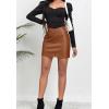 imageALCEA ROSEA Womens Pu Leather High Waist Skirt Bodycon Faux Leather Mini Short Zipper Front Work Office A line Pencil Skirts7815brown