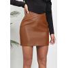 imageALCEA ROSEA Womens Pu Leather High Waist Skirt Bodycon Faux Leather Mini Short Zipper Front Work Office A line Pencil Skirts7815brown