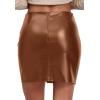 imageALCEA ROSEA Womens Pu Leather High Waist Skirt Bodycon Faux Leather Mini Short Zipper Front Work Office A line Pencil Skirts7816brown