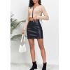 imageALCEA ROSEA Womens Pu Leather High Waist Skirt Bodycon Faux Leather Mini Short Zipper Front Work Office A line Pencil Skirts7817black