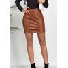 imageALCEA ROSEA Womens Pu Leather High Waist Skirt Bodycon Faux Leather Mini Short Zipper Front Work Office A line Pencil Skirts7817brown