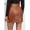imageALCEA ROSEA Womens Pu Leather High Waist Skirt Bodycon Faux Leather Mini Short Zipper Front Work Office A line Pencil Skirts7817brown