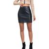 imageALCEA ROSEA Womens Pu Leather High Waist Skirt Bodycon Faux Leather Mini Short Zipper Front Work Office A line Pencil Skirts7818black