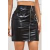 imageALCEA ROSEA Womens Pu Leather High Waist Skirt Bodycon Faux Leather Mini Short Zipper Front Work Office A line Pencil SkirtsBlack