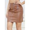 imageALCEA ROSEA Womens Pu Leather High Waist Skirt Bodycon Faux Leather Mini Short Zipper Front Work Office A line Pencil SkirtsCoffee