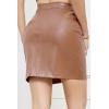 imageALCEA ROSEA Womens Pu Leather High Waist Skirt Bodycon Faux Leather Mini Short Zipper Front Work Office A line Pencil SkirtsCoffee