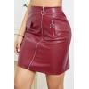 imageALCEA ROSEA Womens Pu Leather High Waist Skirt Bodycon Faux Leather Mini Short Zipper Front Work Office A line Pencil SkirtsWine