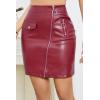 imageALCEA ROSEA Womens Pu Leather High Waist Skirt Bodycon Faux Leather Mini Short Zipper Front Work Office A line Pencil SkirtsWine