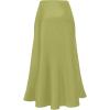imageALCEA ROSEA Womens Satin High Waisted Silk Aline Wedding Elegant Elastic Midi Skirt7307apple Green