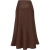 imageALCEA ROSEA Womens Satin High Waisted Silk Aline Wedding Elegant Elastic Midi Skirt7307brown