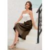 imageALCEA ROSEA Womens Satin High Waisted Silk Aline Wedding Elegant Elastic Midi Skirt7307brown