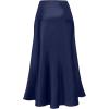 imageALCEA ROSEA Womens Satin High Waisted Silk Aline Wedding Elegant Elastic Midi Skirt7307navy