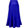 imageALCEA ROSEA Womens Satin High Waisted Silk Aline Wedding Elegant Elastic Midi Skirt7307royal Blue