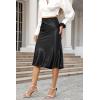 imageALCEA ROSEA Womens Satin High Waisted Silk Aline Wedding Elegant Elastic Midi SkirtBlack