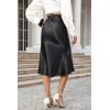 imageALCEA ROSEA Womens Satin High Waisted Silk Aline Wedding Elegant Elastic Midi SkirtBlack