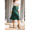 imageALCEA ROSEA Womens Satin High Waisted Silk Aline Wedding Elegant Elastic Midi SkirtBlackish Green