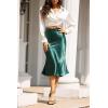 imageALCEA ROSEA Womens Satin High Waisted Silk Aline Wedding Elegant Elastic Midi SkirtBlackish Green