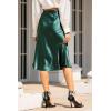 imageALCEA ROSEA Womens Satin High Waisted Silk Aline Wedding Elegant Elastic Midi SkirtBlackish Green