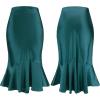 imageALCEA ROSEA Womens Satin High Waisted Silk Aline Wedding Elegant Elastic Midi SkirtBlackish Green203