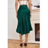 imageALCEA ROSEA Womens Satin High Waisted Silk Aline Wedding Elegant Elastic Midi SkirtBlackish Green203