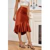 imageALCEA ROSEA Womens Satin High Waisted Silk Aline Wedding Elegant Elastic Midi SkirtCaramel 203