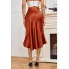 imageALCEA ROSEA Womens Satin High Waisted Silk Aline Wedding Elegant Elastic Midi SkirtCaramel 203
