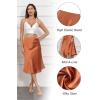imageALCEA ROSEA Womens Satin High Waisted Silk Aline Wedding Elegant Elastic Midi SkirtCaramel
