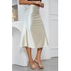imageALCEA ROSEA Womens Satin High Waisted Silk Aline Wedding Elegant Elastic Midi SkirtChampagne