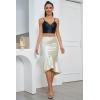 imageALCEA ROSEA Womens Satin High Waisted Silk Aline Wedding Elegant Elastic Midi SkirtChampagne 203