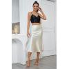 imageALCEA ROSEA Womens Satin High Waisted Silk Aline Wedding Elegant Elastic Midi SkirtChampagne