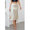 imageALCEA ROSEA Womens Satin High Waisted Silk Aline Wedding Elegant Elastic Midi SkirtChampagne